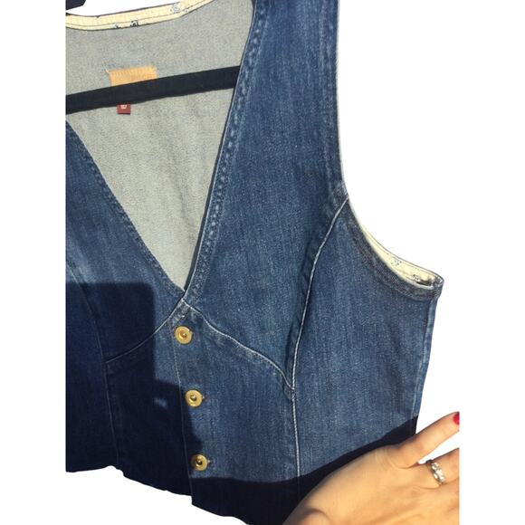 Pilcro cropped denim vest women 10 jean babydoll western boho yellowstone button - Picture 8 of 9